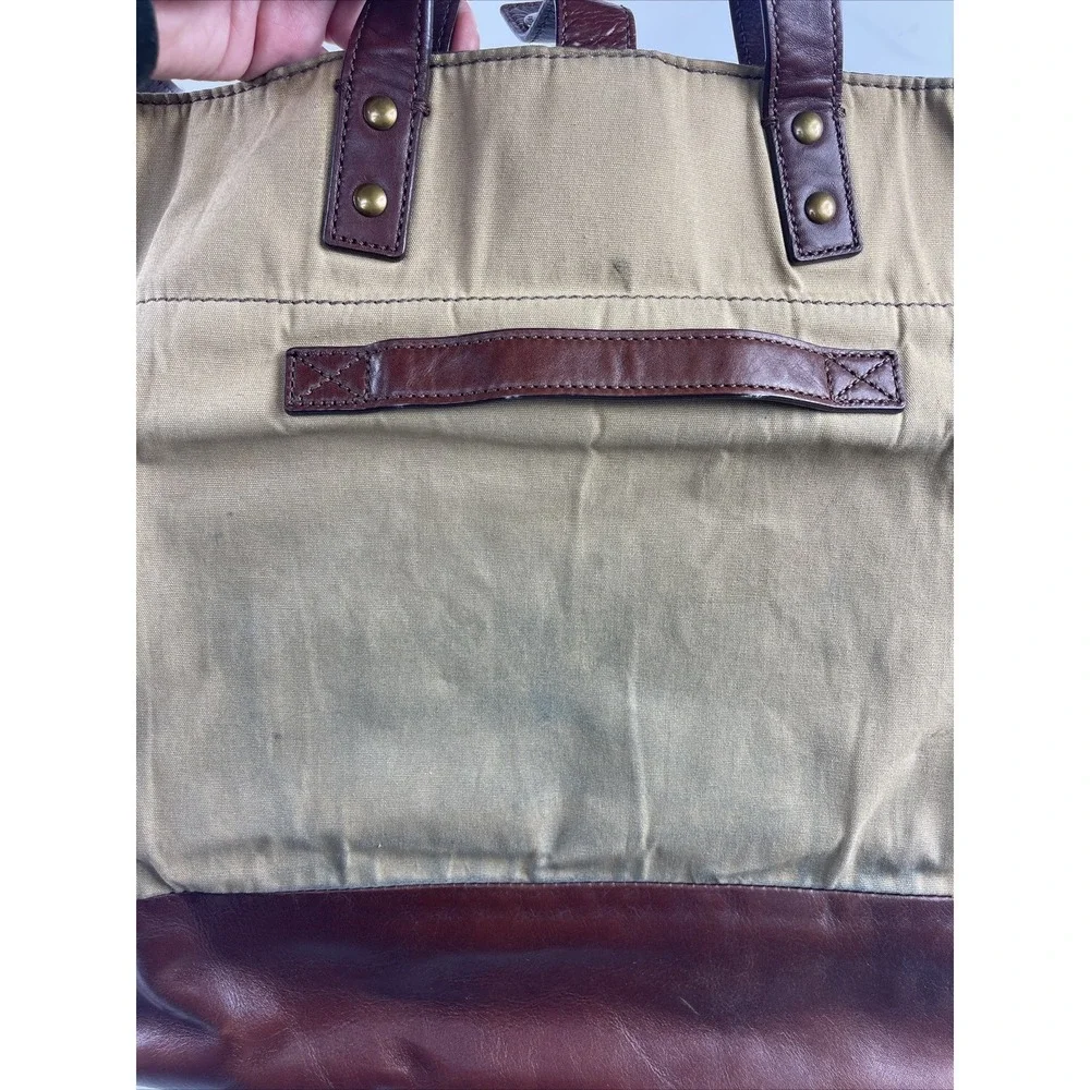 Fossil Vintage Canvas And‎ Leather Tote Bag Purse